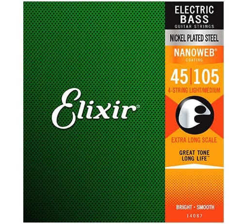 Elixir Strängar Elixir Electric Bass Nickel Plated Steel Extra Long Scale NANOWEB | 045-105 tgt11