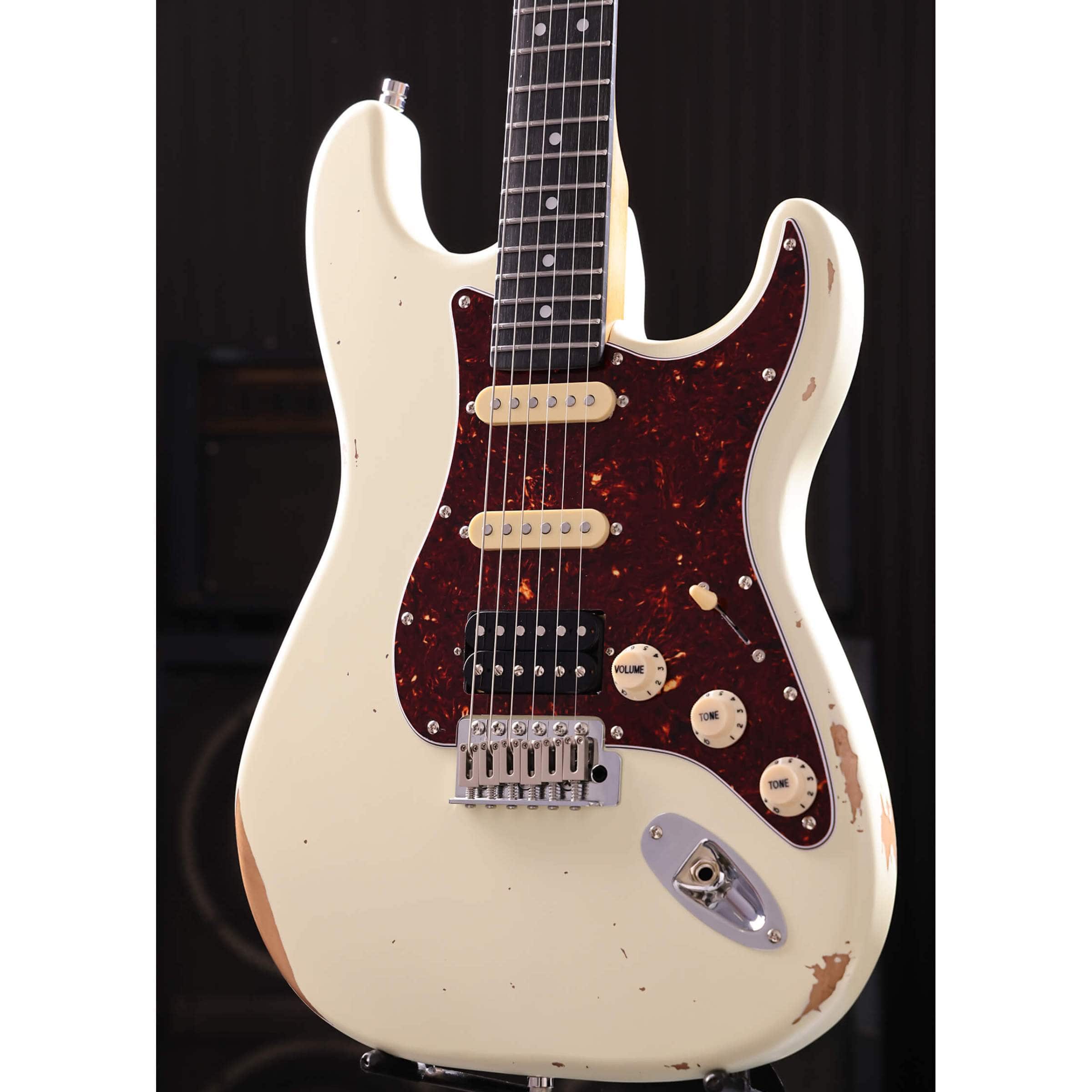 Patina Guitars Elgitarr Patina Guitars PS-7 Olympic White Relic tgt11