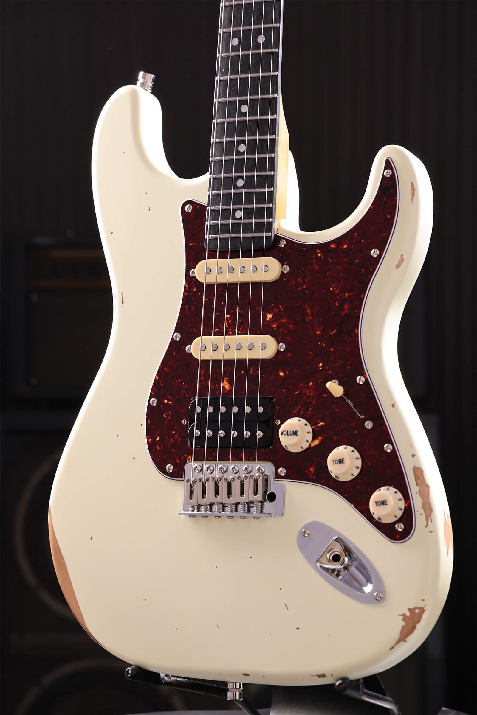 Patina Guitars Elgitarr Patina Guitars PS-7 Olympic White Relic tgt11