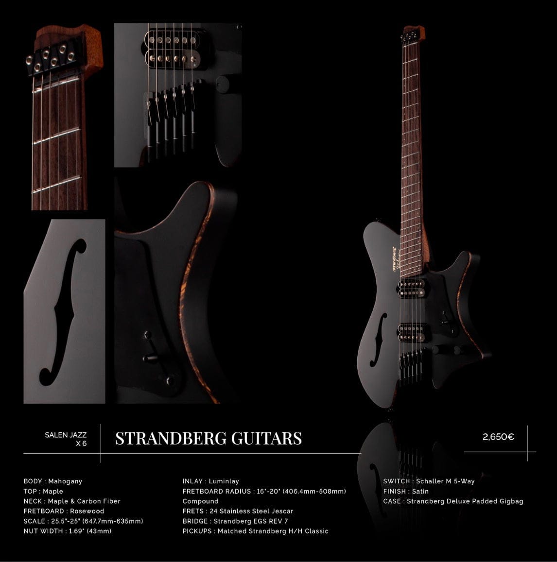 Strandberg Guitars Stränginstrument Strandberg Salen Jazz NX 6 Black Satin tgt11