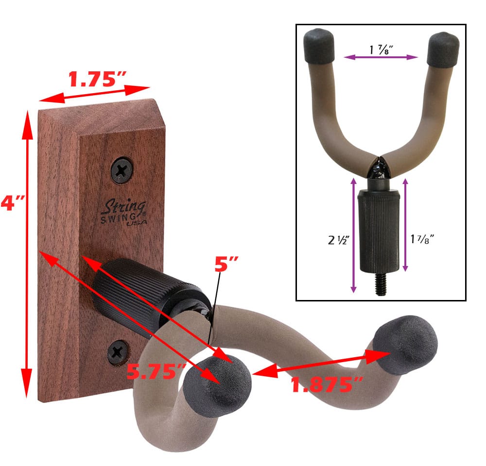 String Swing Stränginstrument String Swing Wall Mount for Acoustic & Electric Guitars CC01K Black walnut tgt11