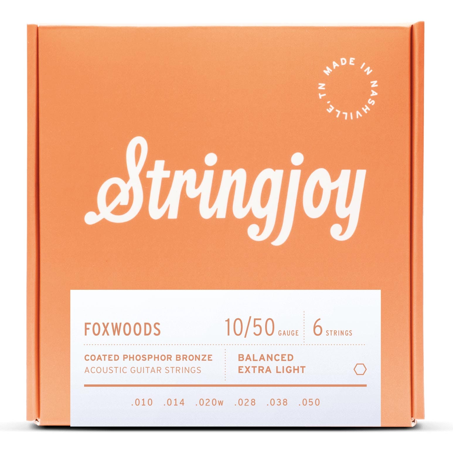 Stringjoy Stränginstrument Stringjoy Foxwoods | Extra Light (10-50) Coated Phosphor Bronze Acoustic Guitar tgt11