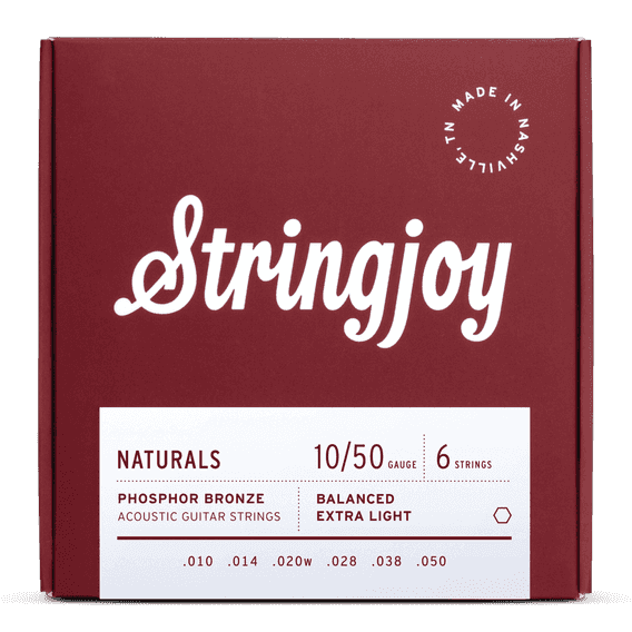 Stringjoy Stränginstrument Stringjoy Naturals | Extra Light (10-50) Phosphor Bronze Acoustic Guitar tgt11