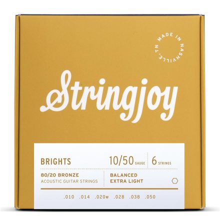 Stringjoy Brights | Extra Light  (10-50) 80/20 Bronze Acoustic Guitar
