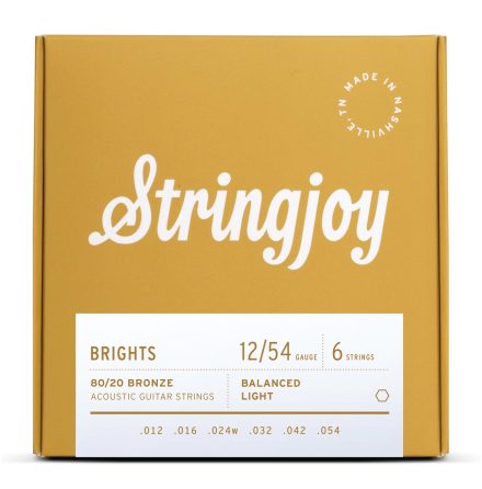 Stringjoy Brights | Light Gauge (12-54) 80/20 Bronze Acoustic Guitar Strings