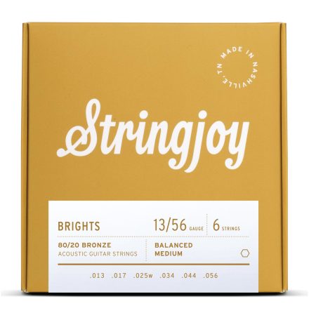 Stringjoy Brights | Medium Gauge (13-56) 80/20 Bronze Acoustic Guitar Strings