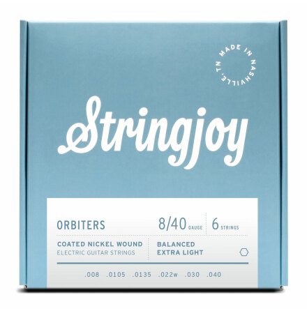 Stringjoy Orbiters | Balanced Extra Light  (8-40) Coated Nickel Electric