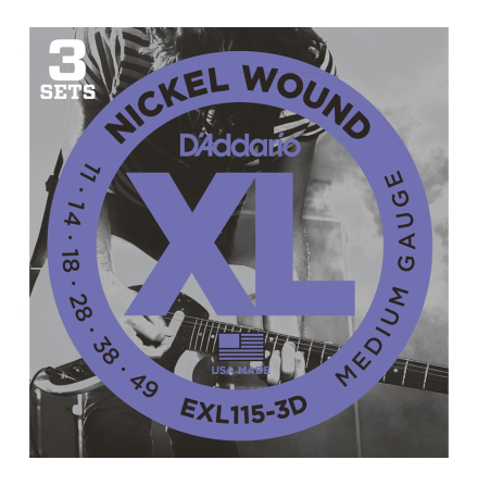 DADDARIO EXL115-3D Elgitarr Nickel Wound 011 -049 (3-pack)