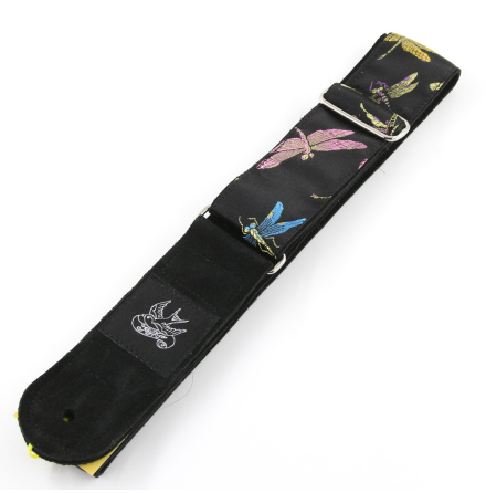 JayKco Straps Dragonflies on Black Satin on Black Suede