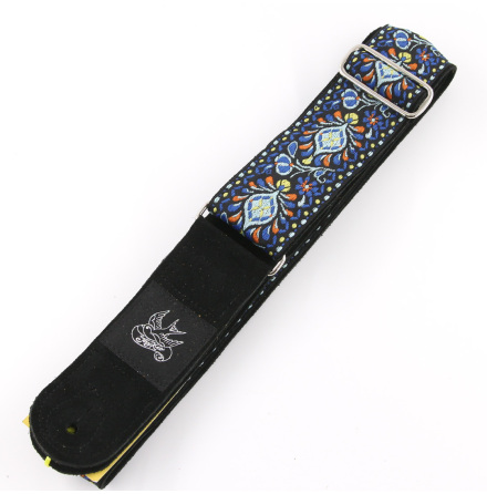 JayKco Straps Blue Flower Woven On Black