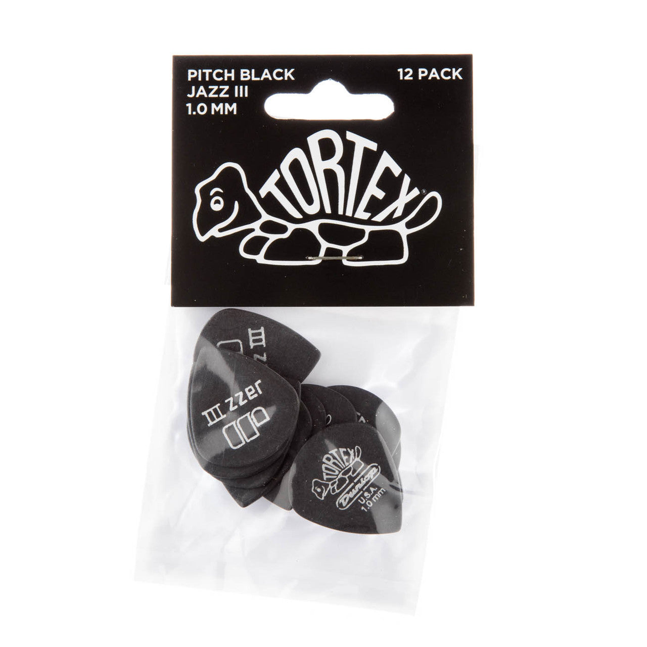 Dunlop Tortex Pitch Black Jazz III 1.0 Players Pack 12-pack