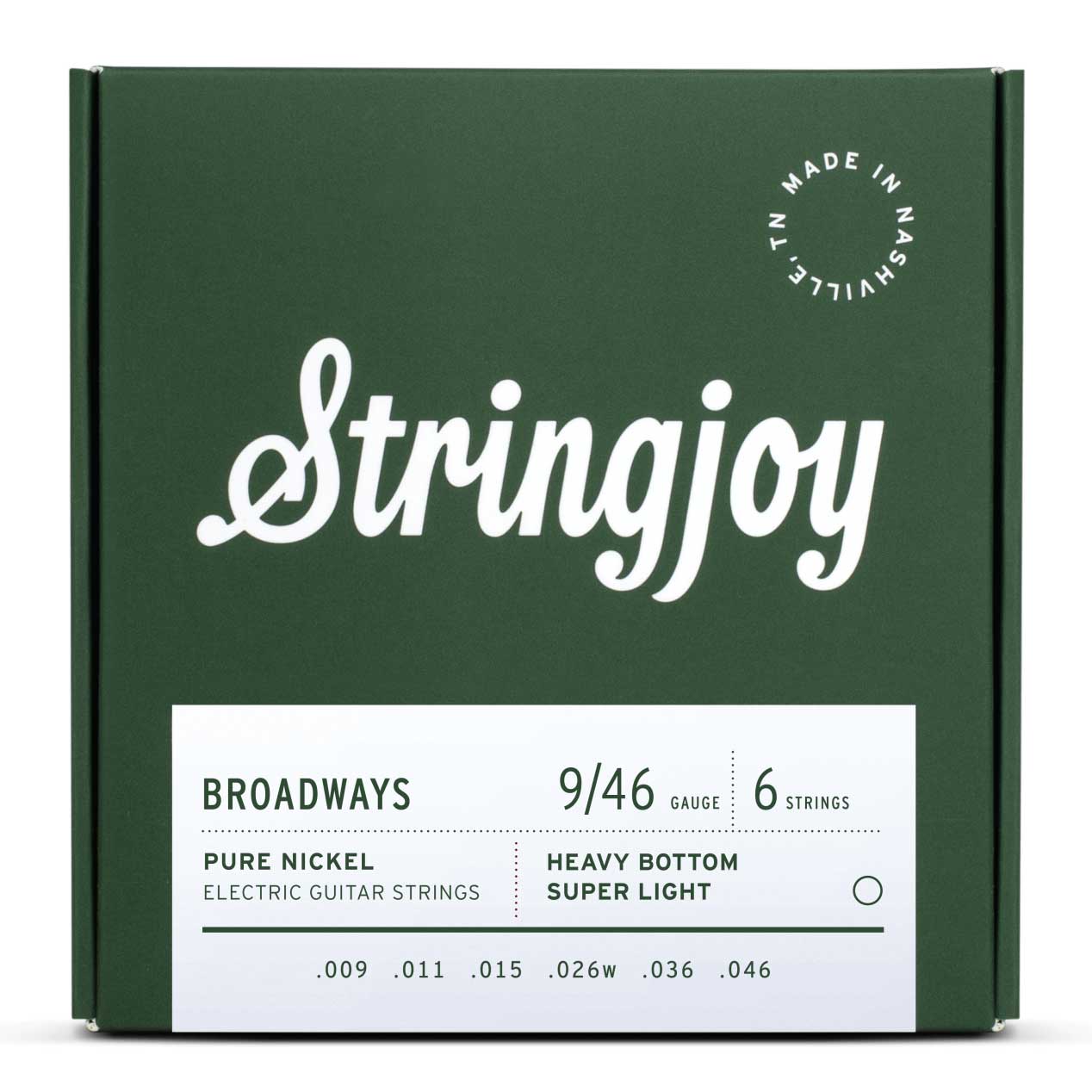 Stringjoy Broadways | Heavy Bottom Super Light (9-46) Pure Nickel Electric Guit