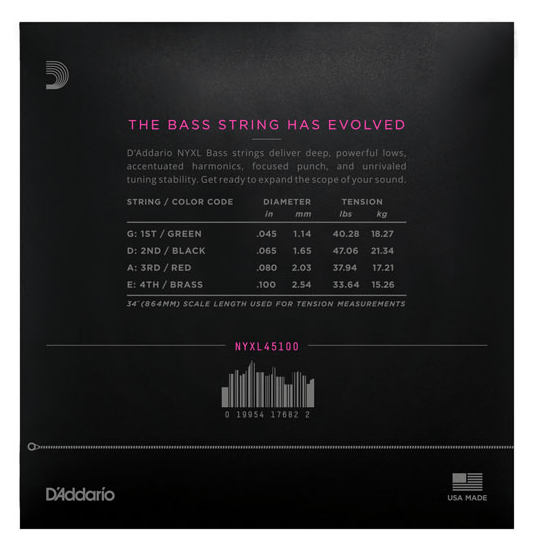 D'addario Strängar DADDARIO NYXL45100 Elbas NYXL Nickel Wound 045-100 Light tgt11