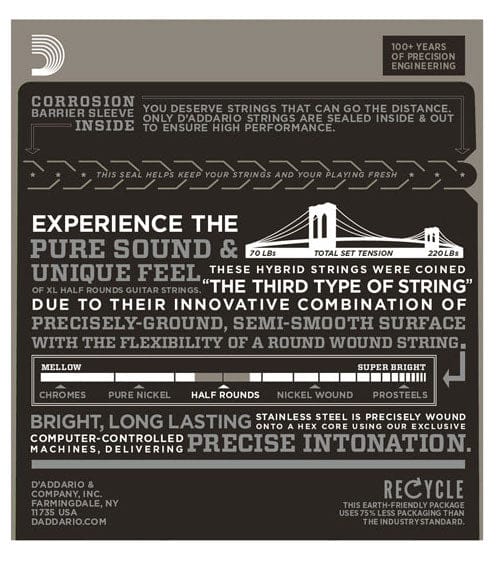 D'addario Stränginstrument DADDARIO EHR370 Elgitarr Half Rounds 011-049 tgt11