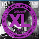D'addario Stränginstrument DADDARIO EXL120 Elgitarr Nickel Wound Propack 009 -042 (10-pack) tgt11
