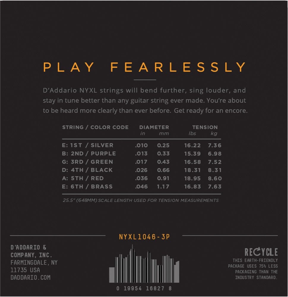 D'addario Stränginstrument DADDARIO NYXL1046-3P Elgitarr NYXL 010-046 3-PACK tgt11