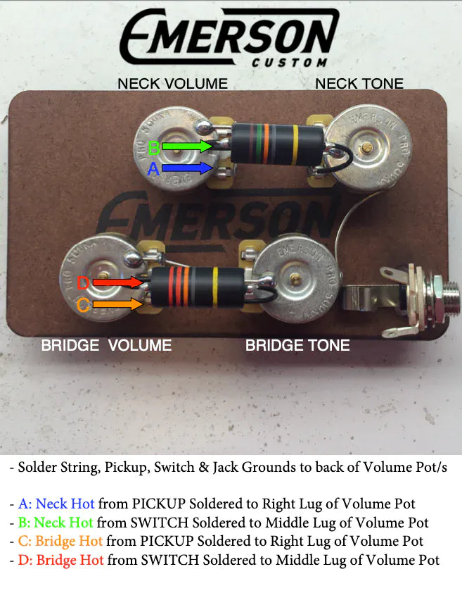 Emerson Custom Gitarrtillbehör Emerson Custom 500K Les Paul Prewired Kit Premier Pro tgt11
