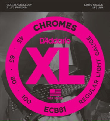 DADDARIO ECB81 Chromes Flat Wounds 45-100 Long Scale