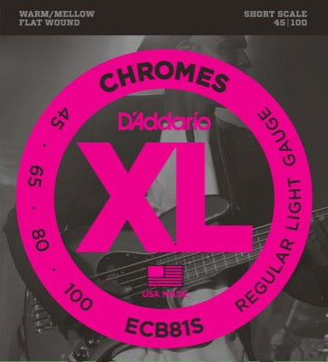 DADDARIO ECB81S Chromes Flat Wounds 45-100 Short Scale