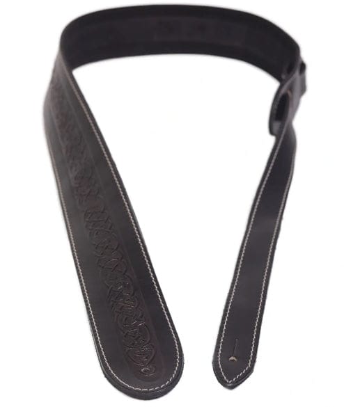 Leathergraft Straps Stränginstrument Leathergraft Celtic Embossed Guitar Strap Black Extra Long tgt11