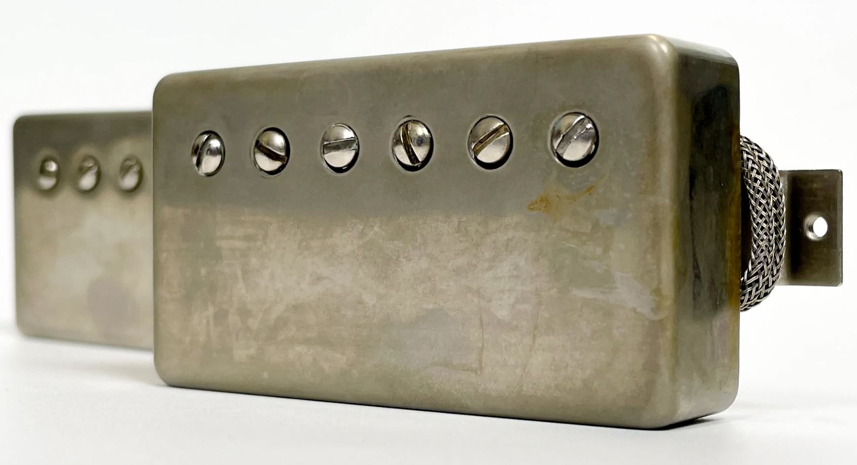 Monty*s Bethnal Green PAF Humbucker Pickup Aged Nickel Set Braided 2 Conductor