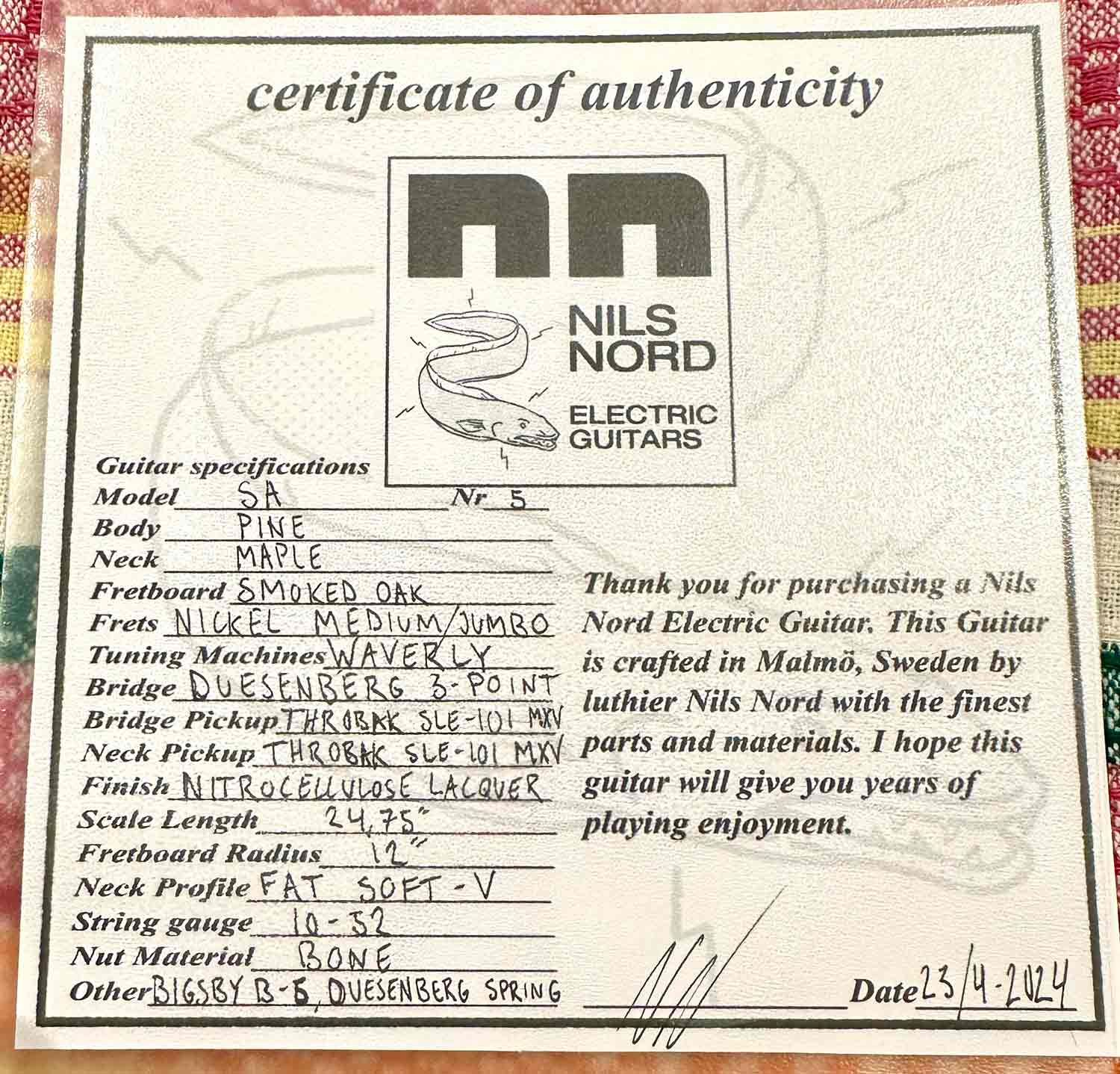 Nils Nord Guitars Stränginstrument Nils Nord Electric Guitars SA Black tgt11