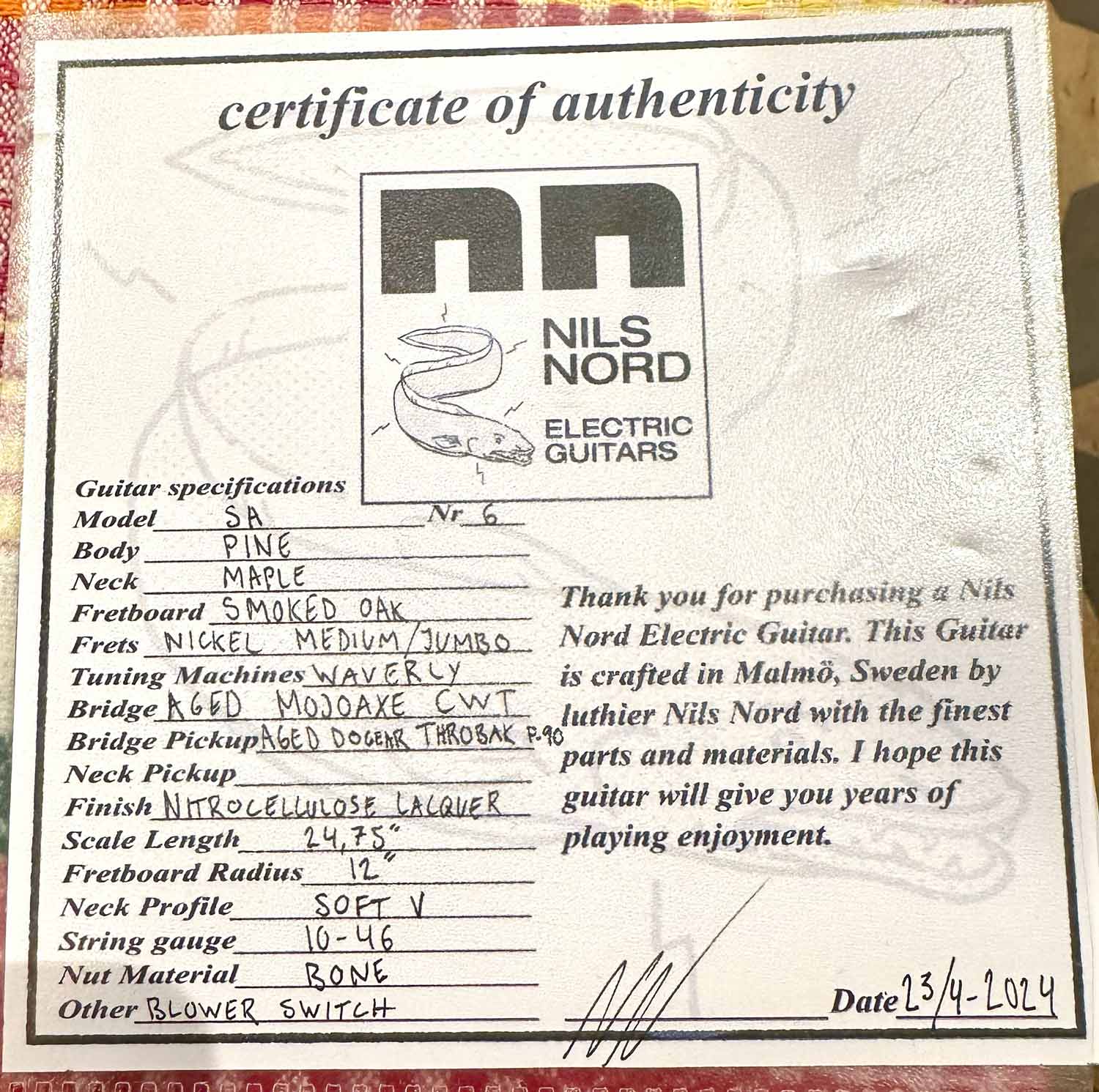 Nils Nord Guitars Stränginstrument Nils Nord Electric Guitars SA TV Yellow tgt11