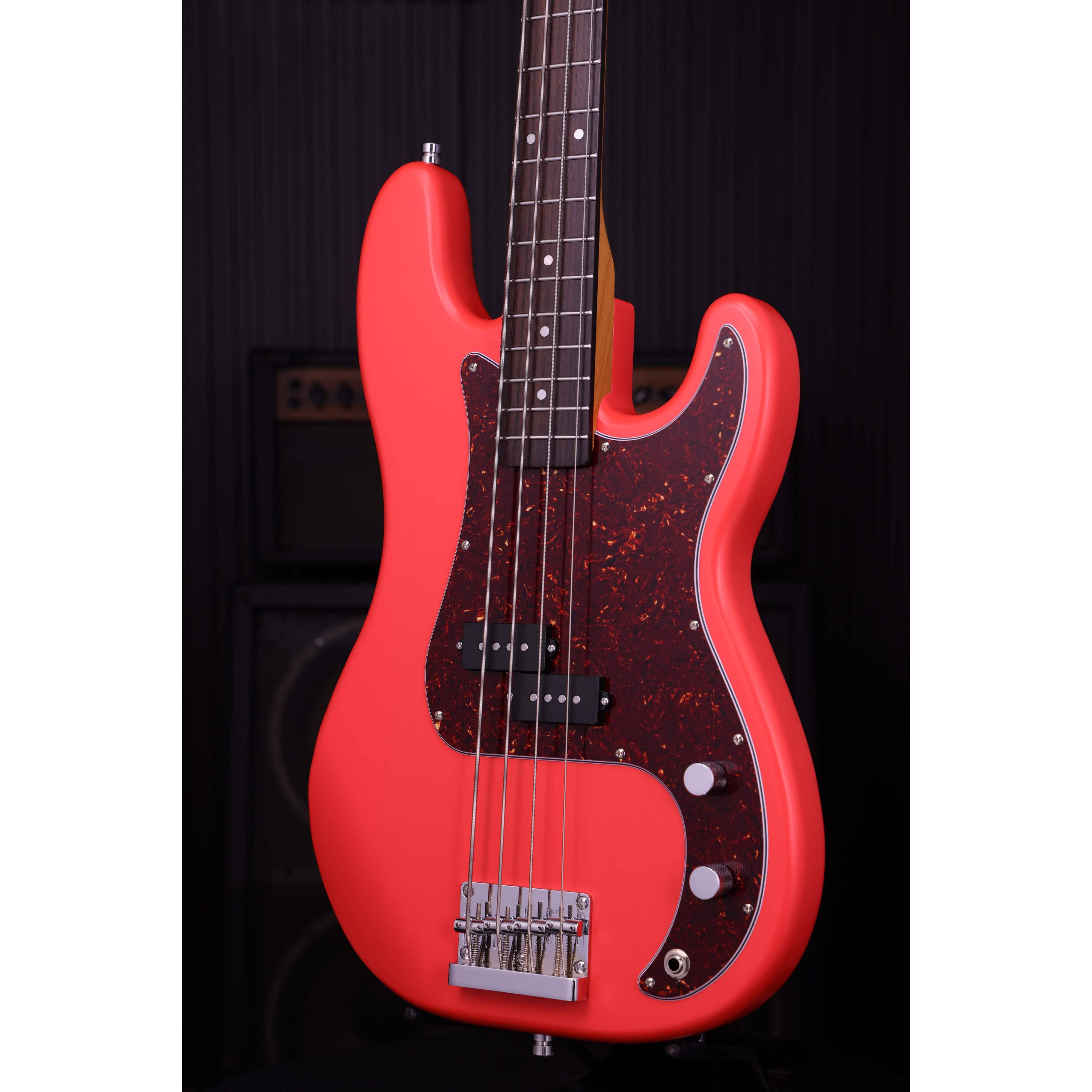 Patina Guitars Bas Patina Guitars PPB-3 Bass Fiesta Red tgt11