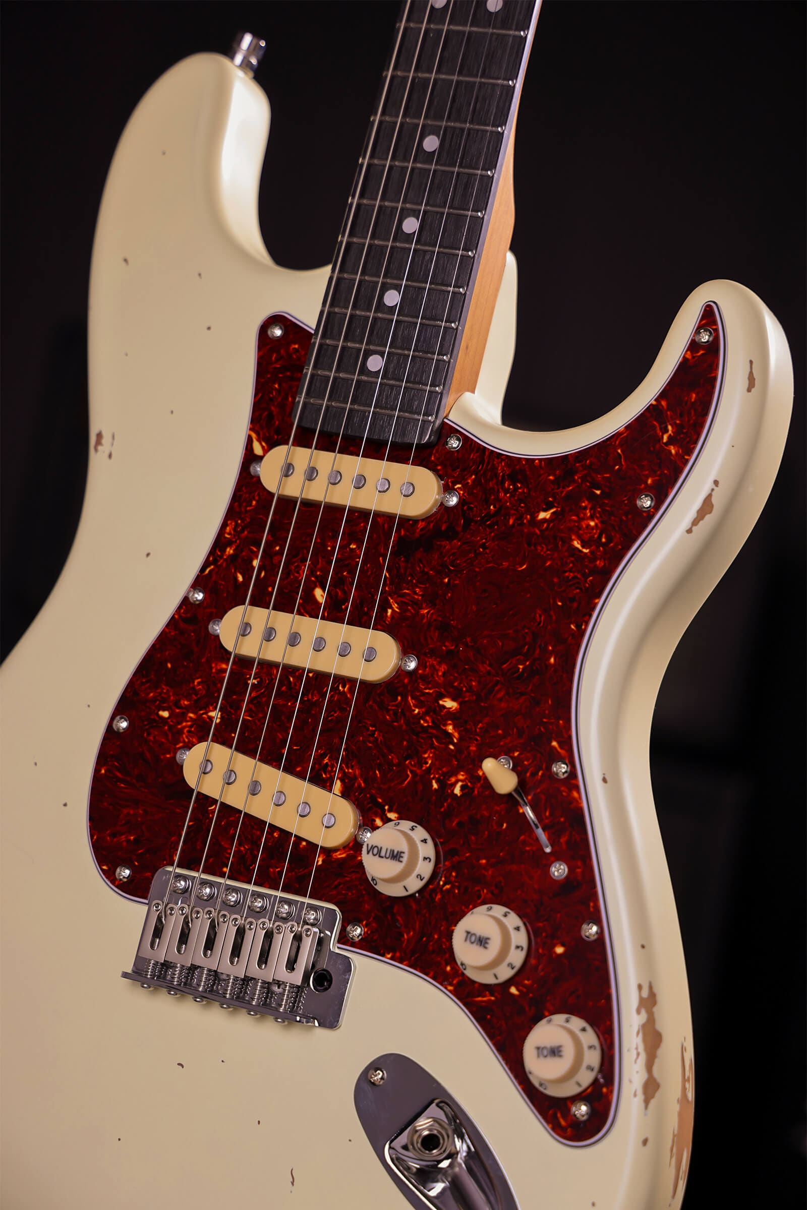 Patina Guitars Elgitarr Patina Guitars PS-6 Olympic White Relic tgt11