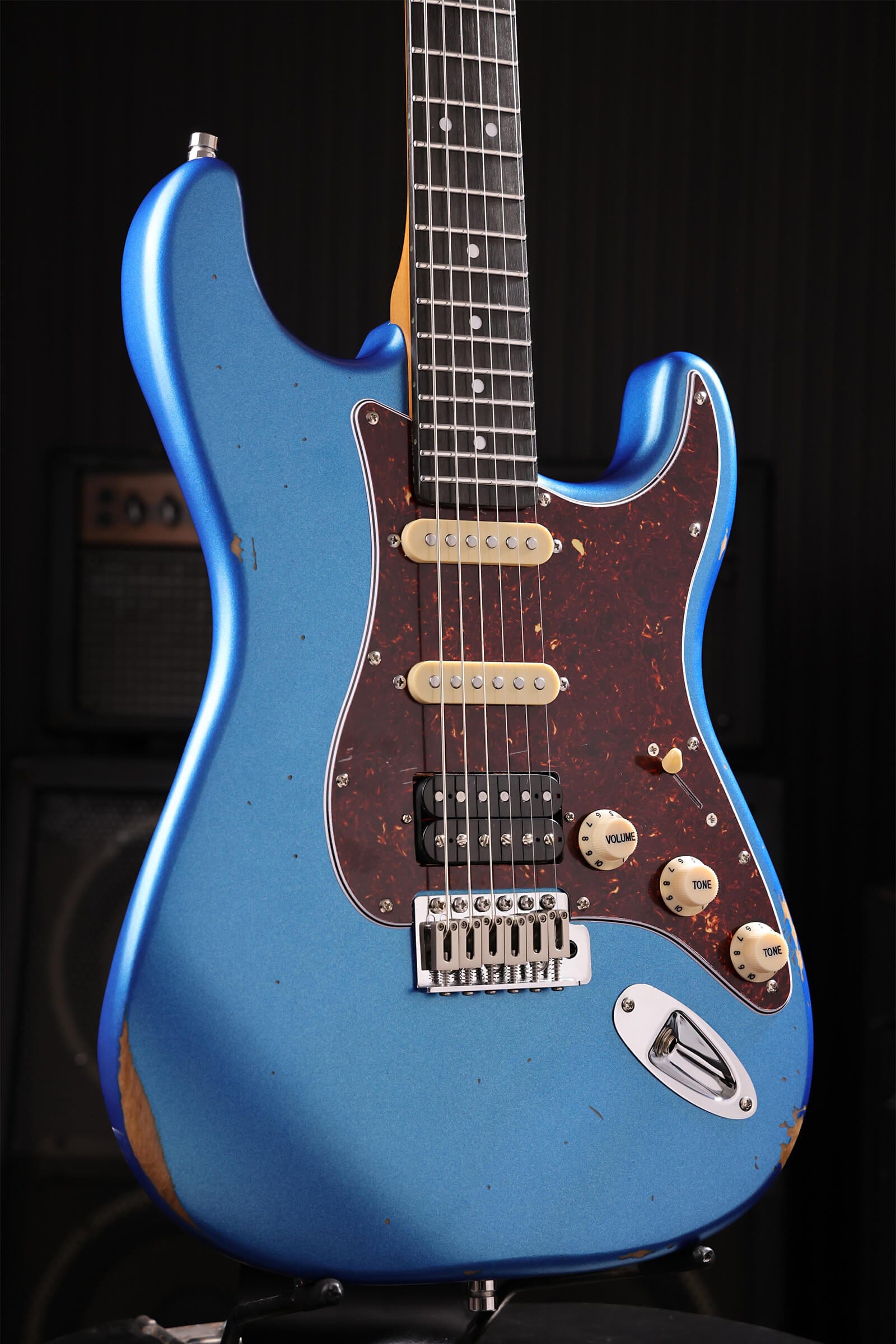 Patina Guitars Elgitarr Patina Guitars PS-7 Lake Placid Blue Relic tgt11