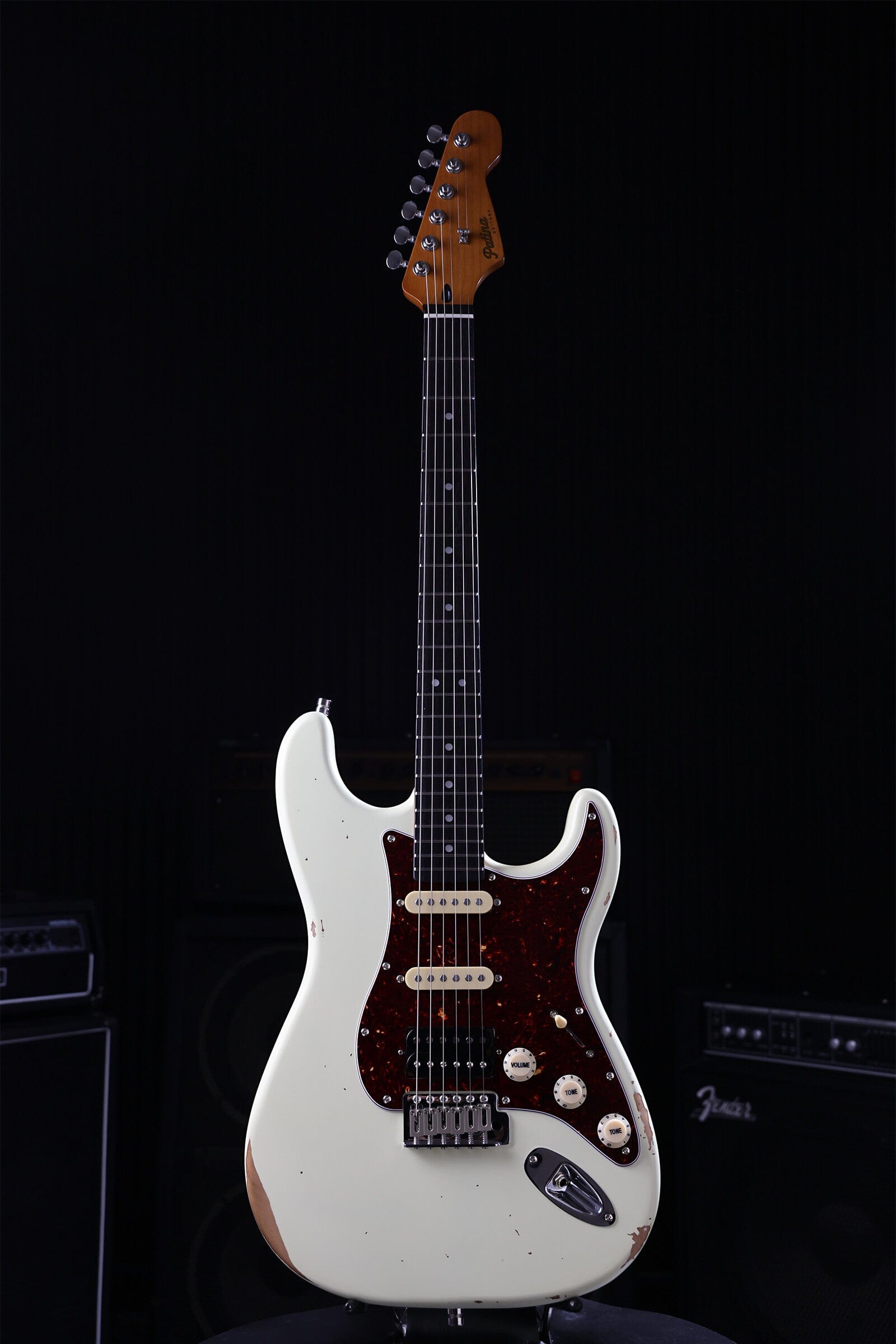Patina Guitars Elgitarr Patina Guitars PS-7 Olympic White Relic tgt11