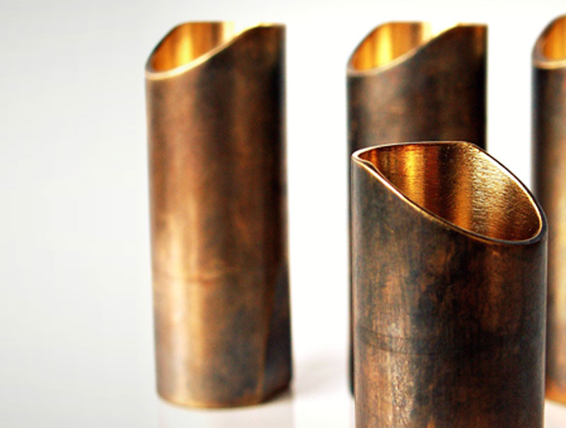 The Rock Slide Aged Brass Guitar Slide SMALL