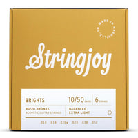 Stringjoy Stränginstrument Stringjoy Brights | Extra Light (10-50) 80/20 Bronze Acoustic Guitar tgt11