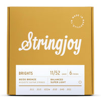 Stringjoy Stränginstrument Stringjoy Brights | Super Light (11-52) 80/20 Bronze Acoustic Guitar tgt11